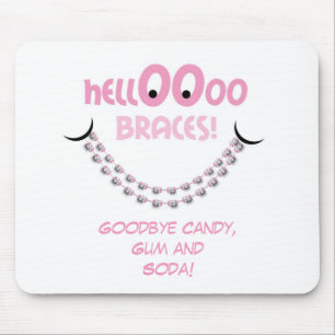 Hello Braces Pink Orthodontist Patient Gift Custom Mouse Mat
