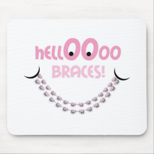 Hello Braces Pink Orthodontist Patient Gift Custom Mouse Mat