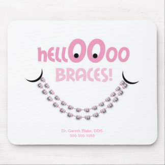 Hello Braces Pink Orthodontist Patient Gift Custom Mouse Mat