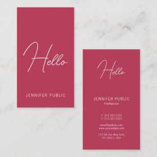Hello Business Cards Modern Vertical Calligraphy