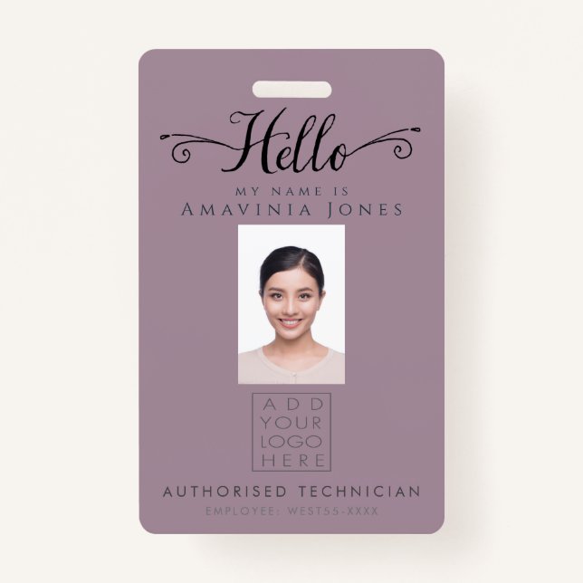 Hello Business Photo ID Identification Plastic ID Badge (Front)
