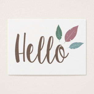Hello calligraphy feather design card.