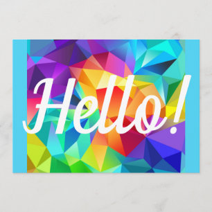 Hello Card Bright Happy Rainbow Birthday or Any