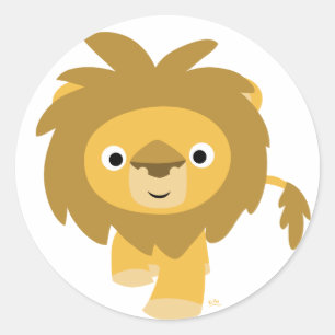 Hello!! Cartoon Lion round sticker
