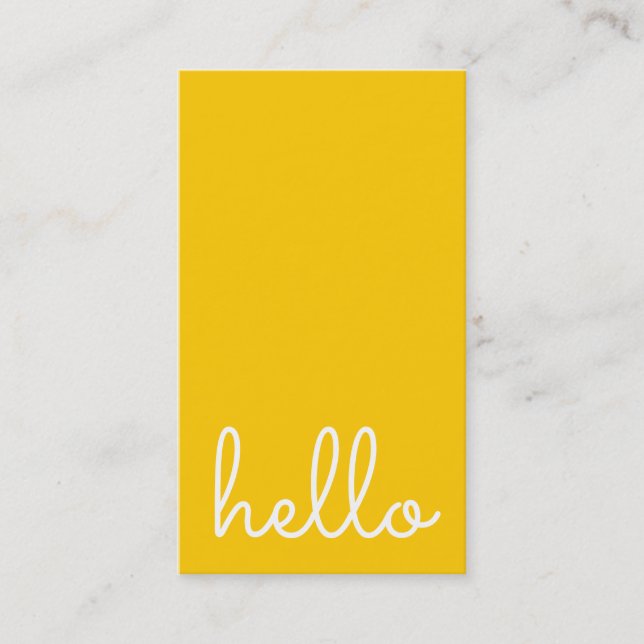 Hello | Casual Modern White & Yellow Business Card (Front)