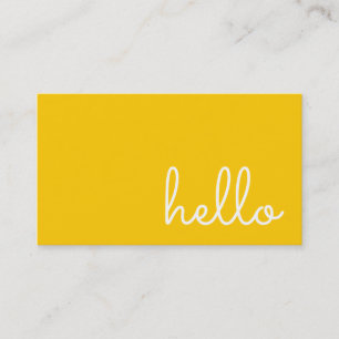 Hello Casual Modern White & Yellow Business Card