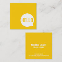 Hello | Casual Modern White & Yellow Speech Bubble