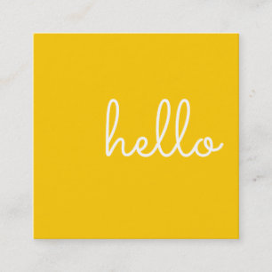 Hello Casual Modern White & Yellow Square Business Card
