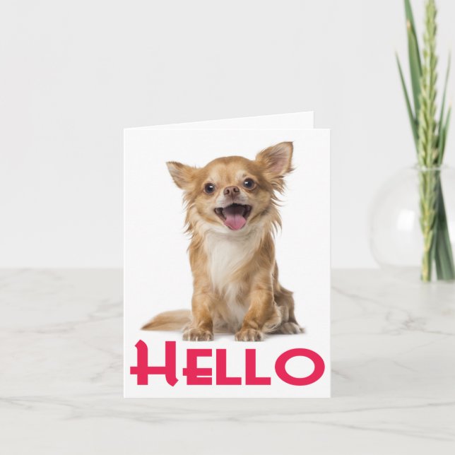 Hello Chihuahua Puppy Dog Blank Notecard (Front)