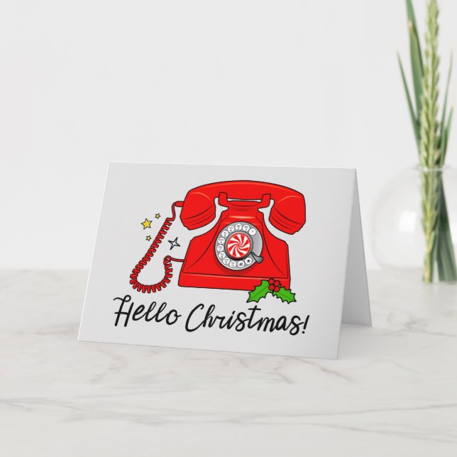Hello Christmas! Retro Phone Holiday Card (Front)