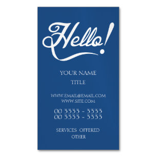 Hello Classic Blue Magnetic Business Card