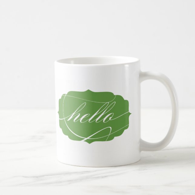 Hello Coffee Mug in Green (Right)