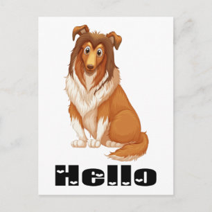 Hello Collie Puppy Dog Lassie Thinking of You Postcard
