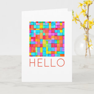 HELLO Colourful Abstract Art Modern Fun Cheerful Card
