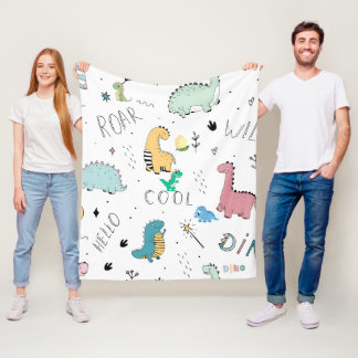 Hello Cool Dinos Roar Fleece Blanket