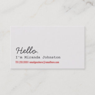 Hello Cream & Red Design Calling Cards