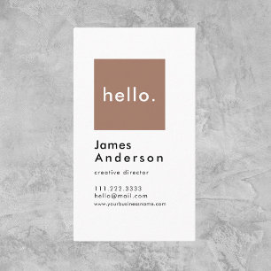 Hello Custom Simple Modern Generic Mocha Business Card