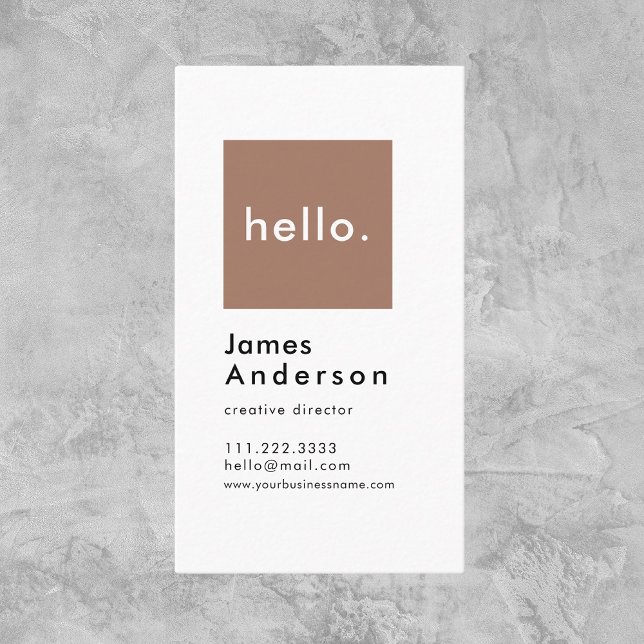 Hello Custom Simple Modern Generic Mocha Business Card (Creator Uploaded)