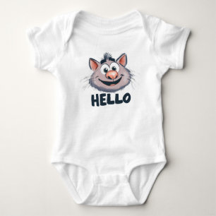 "Hello" Cute Animal Baby Bodysuit
