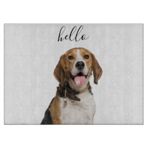 Hello Cute Beagle Dog Mum Pet Photo Cutting Board