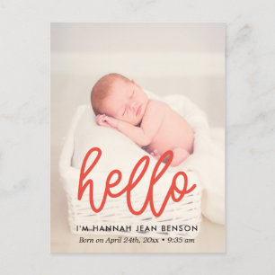 Hello - Cute birth announcement photo Postcard