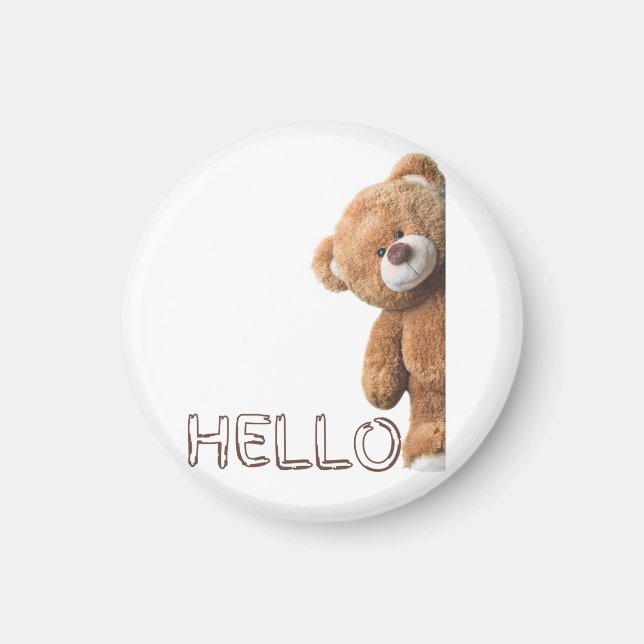 Hello Cute Brown Teddy Bear          Magnet (Front)