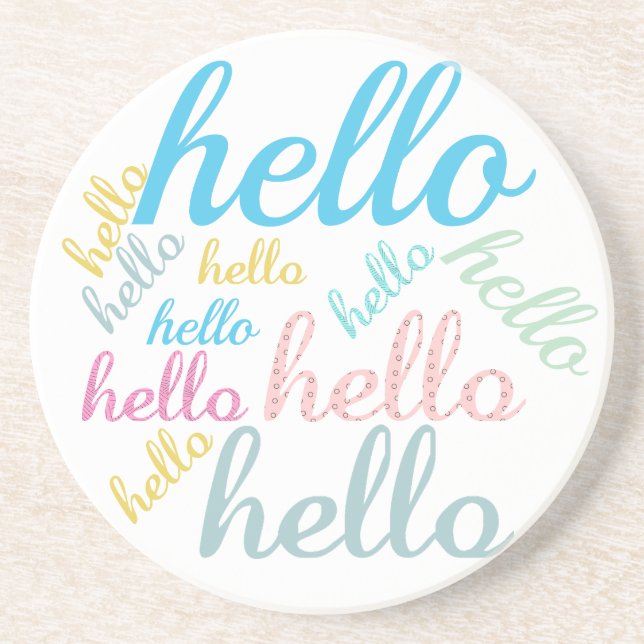 Hello Cute Colourful Hello Gifts Coaster (Front)