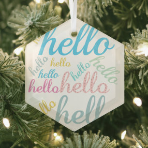 Hello Cute Colourful Hello Gifts Glass Tree Decoration