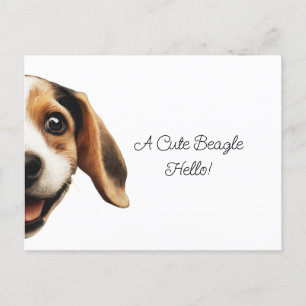 Hello Cute Funny Beagle Dog Modern Trendy Postcard