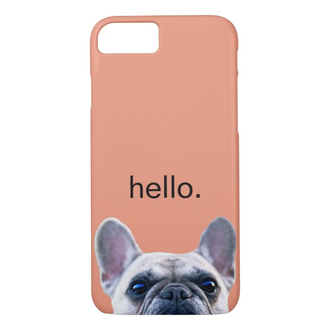 Hello Cute Funny French Bulldog Modern Trendy Case-Mate iPhone Case (Back)