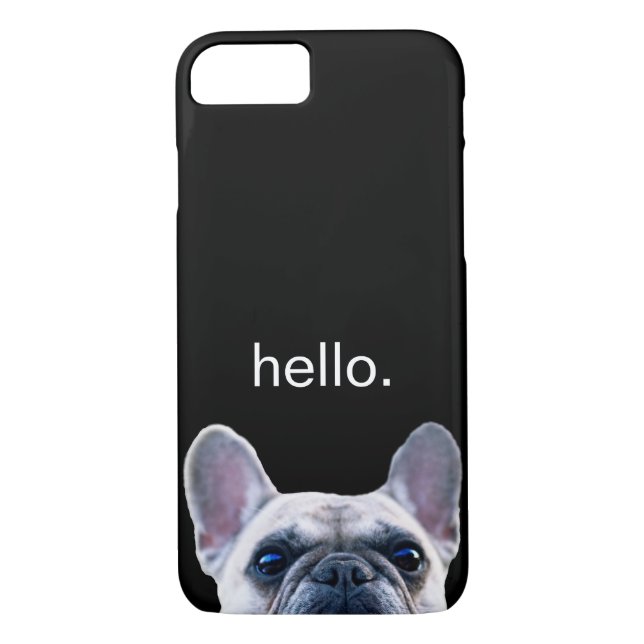 Hello Cute Funny French Bulldog Modern Trendy Case-Mate iPhone Case (Back)