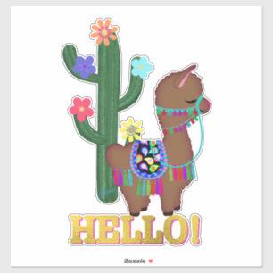 Hello!   Cute Llama and Cactus