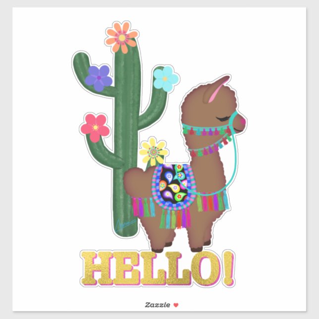 Hello! | Cute Llama and Cactus (Sheet)