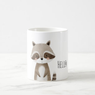 Hello Cute Racoon Animal Coffee Mug