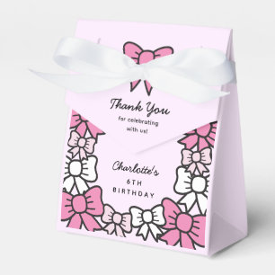 Hello Cutie Cartoon Pink Bow Birthday Party Favour Box