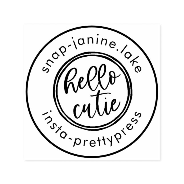 Hello Cutie Hand Stamp Social Media Party Stamp (Design)