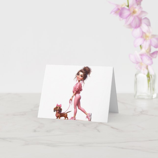 Hello Dachshund Card (Orchid)