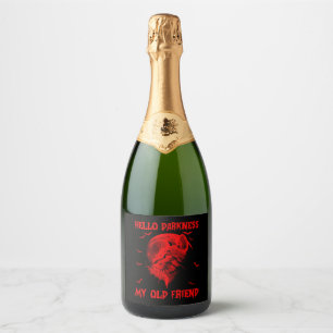 Hello Darkness Black Cat My Old Friend Halloween Sparkling Wine Label