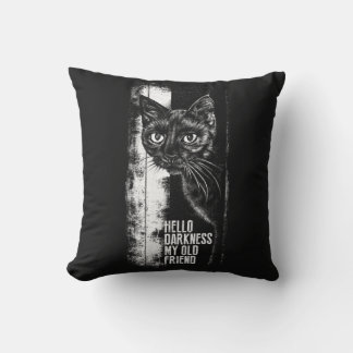 Hello Darkness My Old Friend Black Cat Sketch Cushion