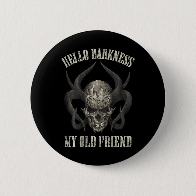 hello darkness my old friend demon skull horn hall 6 cm round badge (Front)