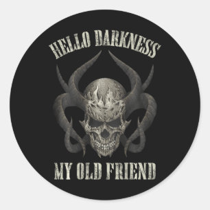hello darkness my old friend demon skull horn hall classic round sticker