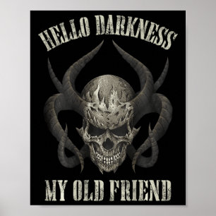 hello darkness my old friend demon skull horn hall poster