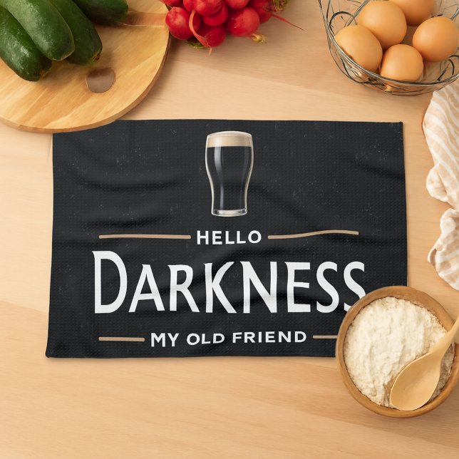 Hello Darkness My Old Friend Funny St Patricks Day Tea Towel (Creator Uploaded)
