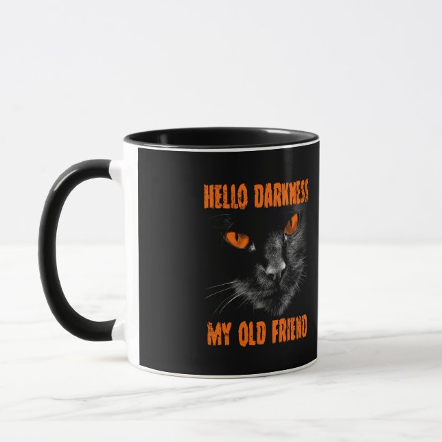Hello Darkness My Old Friend: Orange Eyes Mug (Left)