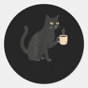 Hello Darkness Old Friend Cat And Coffee Halloween Classic Round Sticker