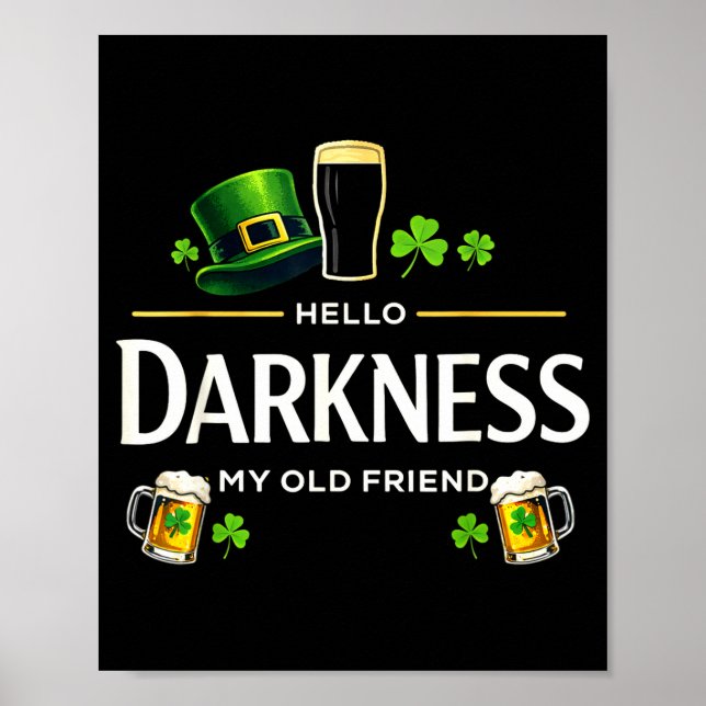 Hello darkness old friend funny irish shamrock bee poster (Front)