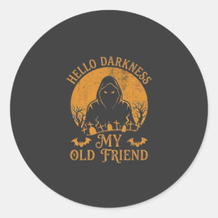 Hello Darkness Old Friend Reaper Orange Moon Grave Classic Round Sticker