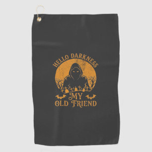Hello Darkness Old Friend Reaper Orange Moon Grave Golf Towel