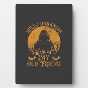 Hello Darkness Old Friend Reaper Orange Moon Grave Plaque