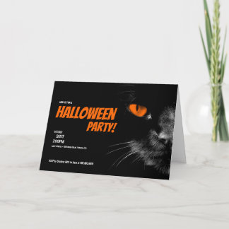 Hello Darkness Orange Eyes Halloween Party Card